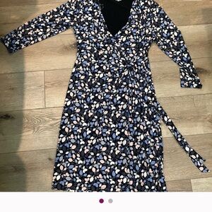 Anne Klein High Low Floral Dress - Blue and Pink